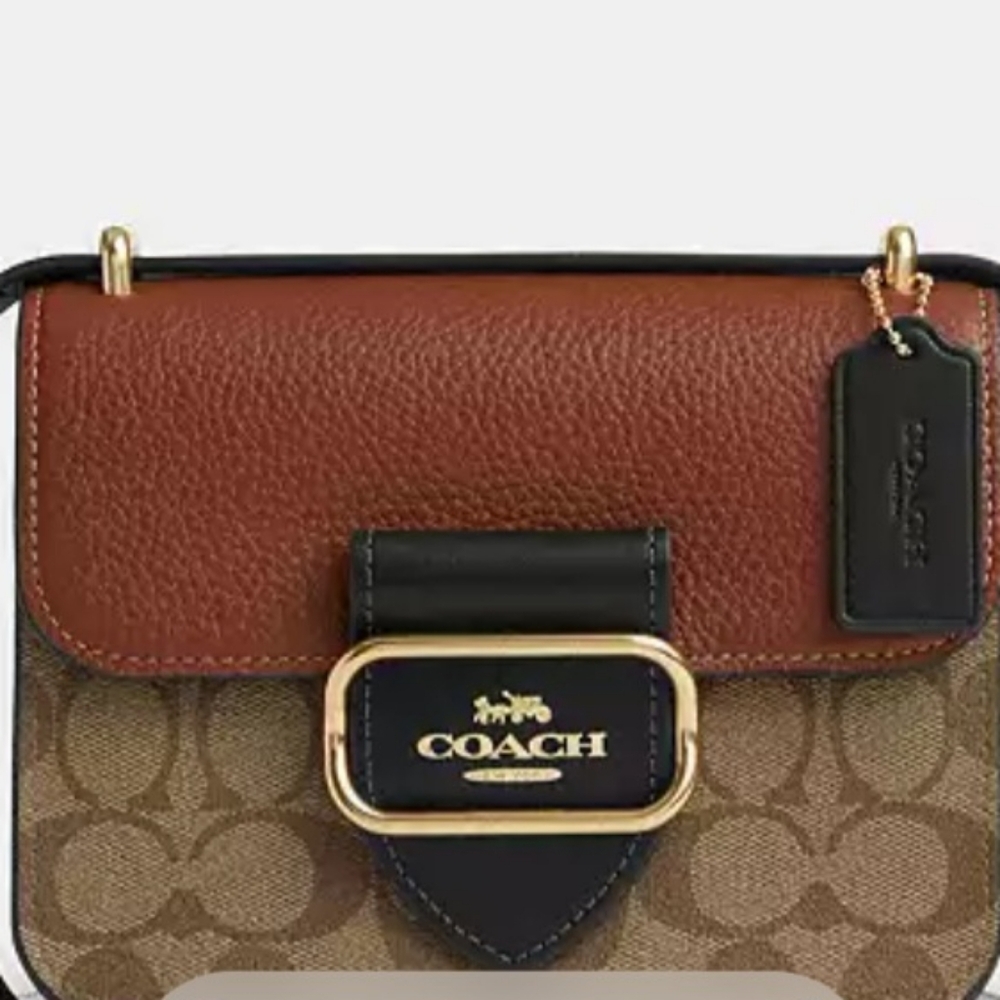 Coach Square Morgan Brown and Tan Crossbody Bag with Adjustable Strap - Picture 2 of 4
